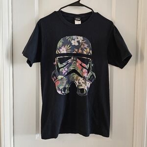 Official Star Wars Floral Black Stormtrooper Tshirt Small